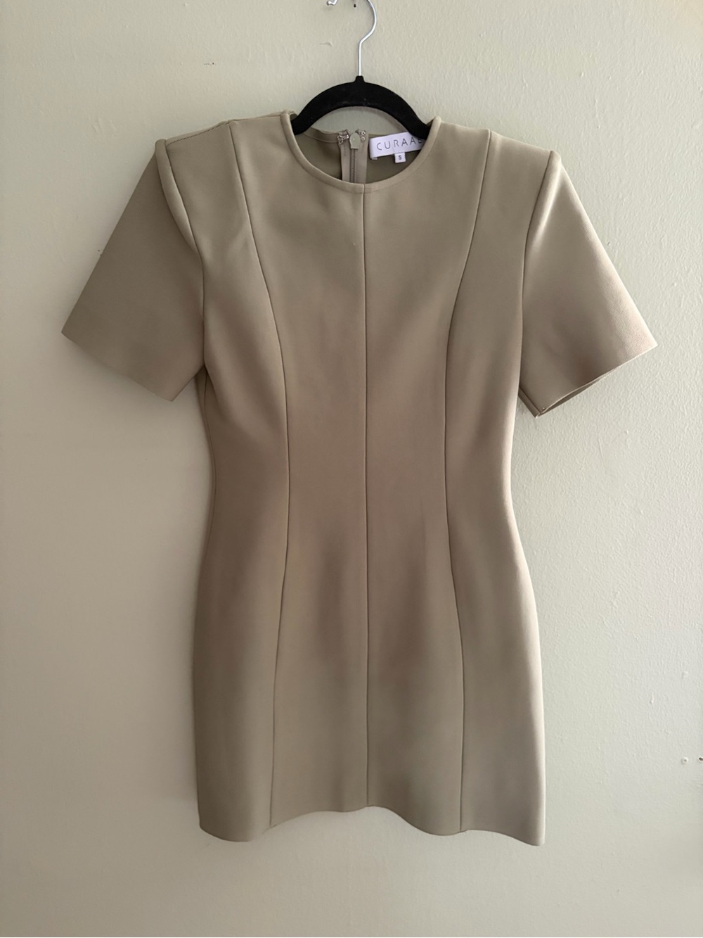 Curaae Pale Green Short Sleeve Shoulder Pad Dress
